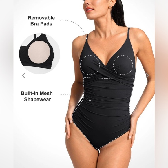 POPILUSH Shapewear Ruched Cross-Front Sculpting One-Piece Swimsuit - NWT - Picture 5 of 6